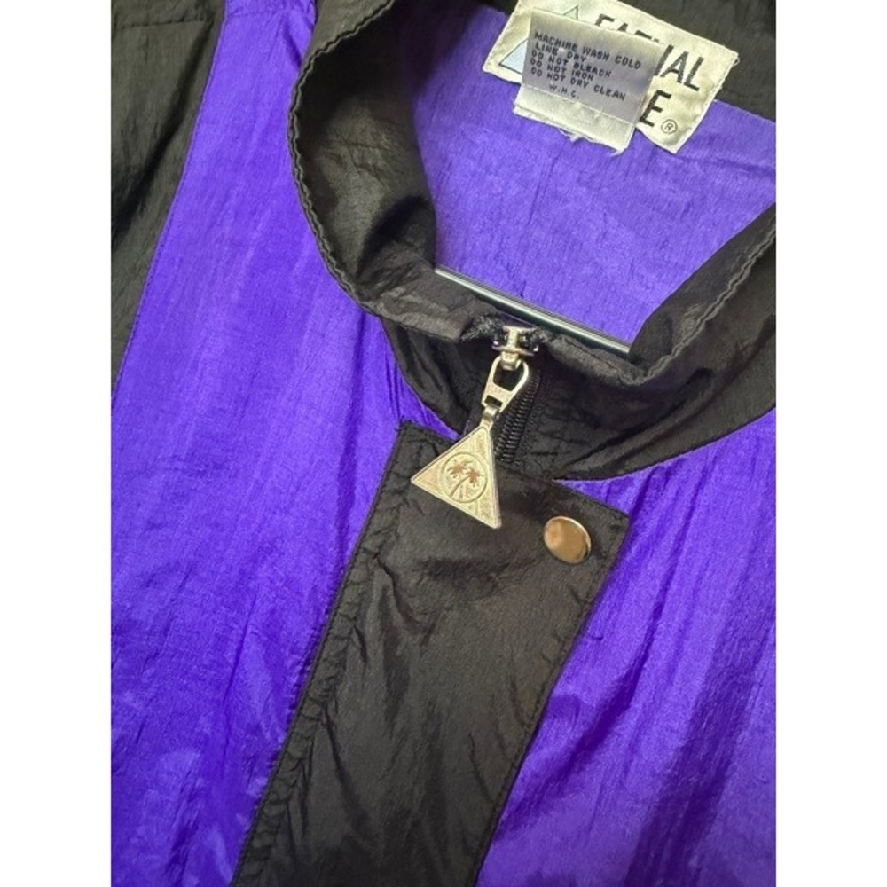 Vintage Casual Isle Windbreaker Jacket Mens XL Colorblock 90s Retro Black Purple - Picture 3 of 5